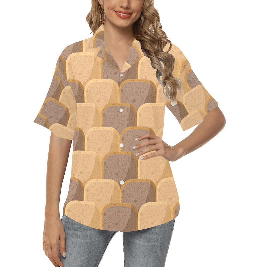 Bread Toast Pattern Print Design 04 Women's All Over Print Hawaiian Shirt