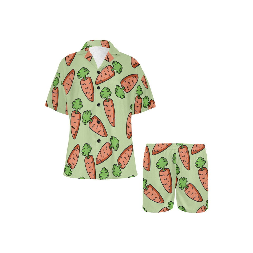 Carrot Pattern Print Design 05 Women's V-Neck Short Pajama Set