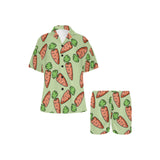 Carrot Pattern Print Design 05 Women's V-Neck Short Pajama Set