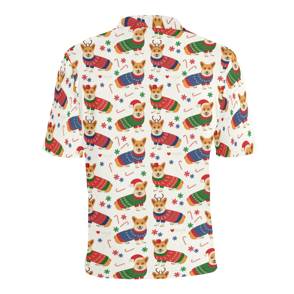 Corgi Christmas Pattern Men's All Over Print Polo Shirt