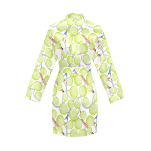 Tennis Pattern Print Design 01 Women's Long Sleeve Belted Night Robe