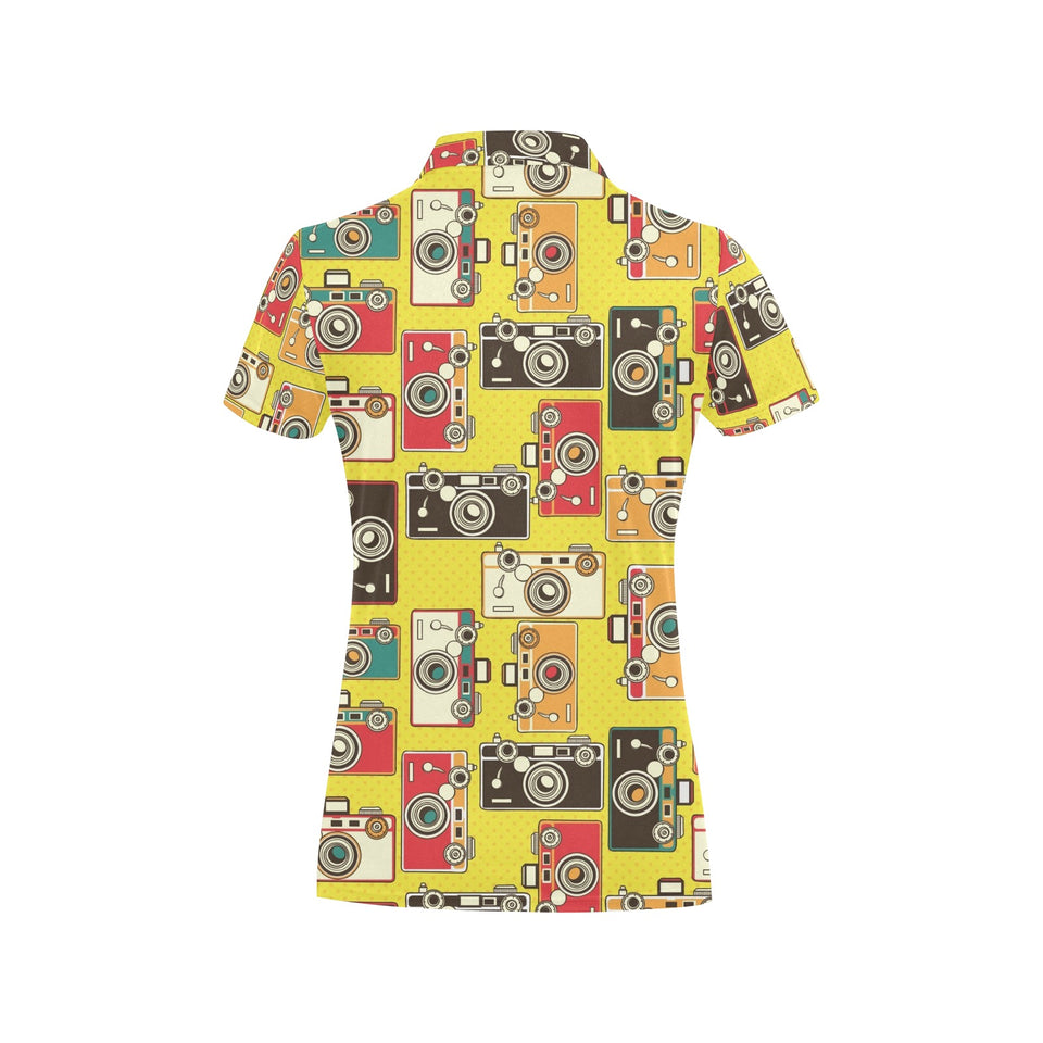 Camera Pattern Print Design 02 Women's All Over Print Polo Shirt
