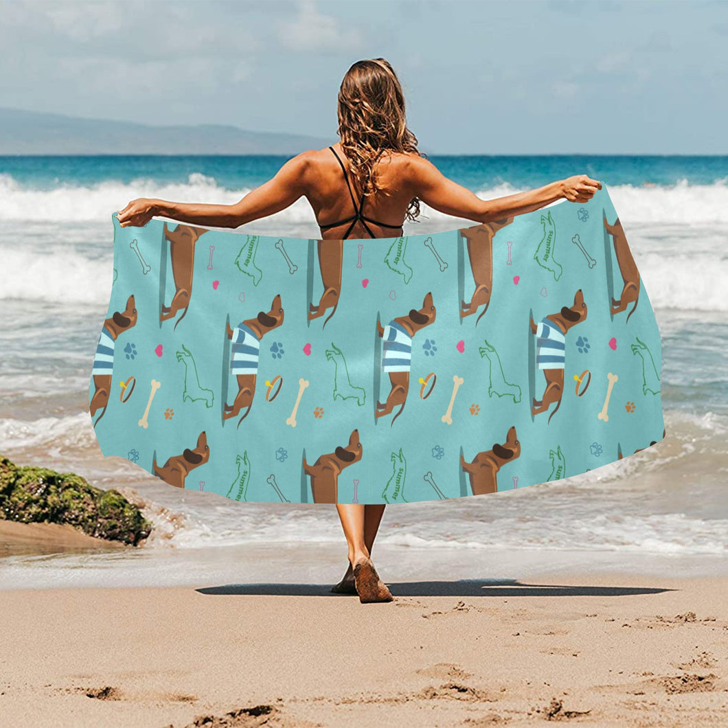 Dachshund decorative background Beach Towel