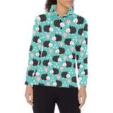 Hedgehog Pattern Print Design 03 Women's Long Sleeve Polo Shirt
