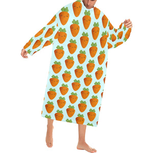 Carrot Pattern Print Design 03 Blanket Robe with Sleeves