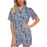 Popcorn Pattern Print Design 01 Women's V-Neck Short Pajama Set