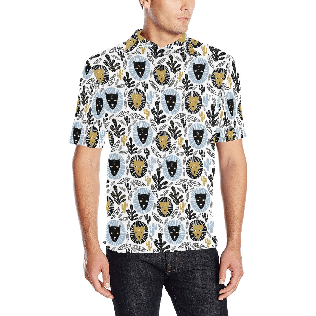 Lion Pattern Print Design 05 Men's All Over Print Polo Shirt