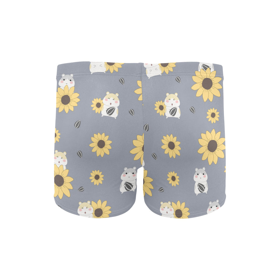 Cute hamster sunflower pattern background Men's Swimming Trunks