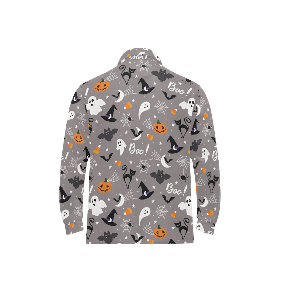 Halloween design pattern Men's Long Sleeve Polo Shirt