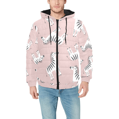 Cute zebra pattern Men's Padded Hooded Jacket