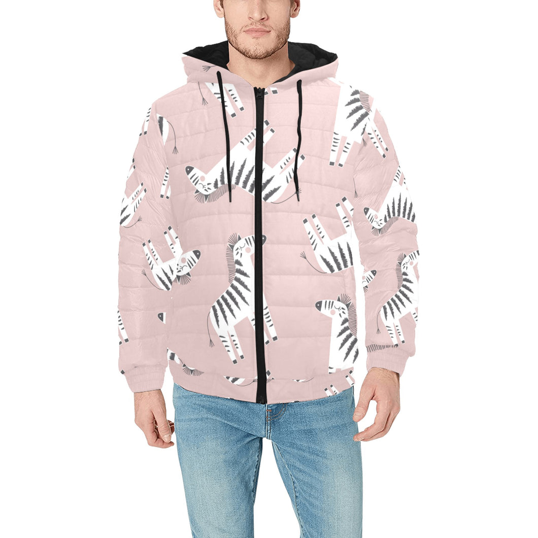Cute zebra pattern Men's Padded Hooded Jacket