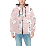 Cute zebra pattern Men's Padded Hooded Jacket