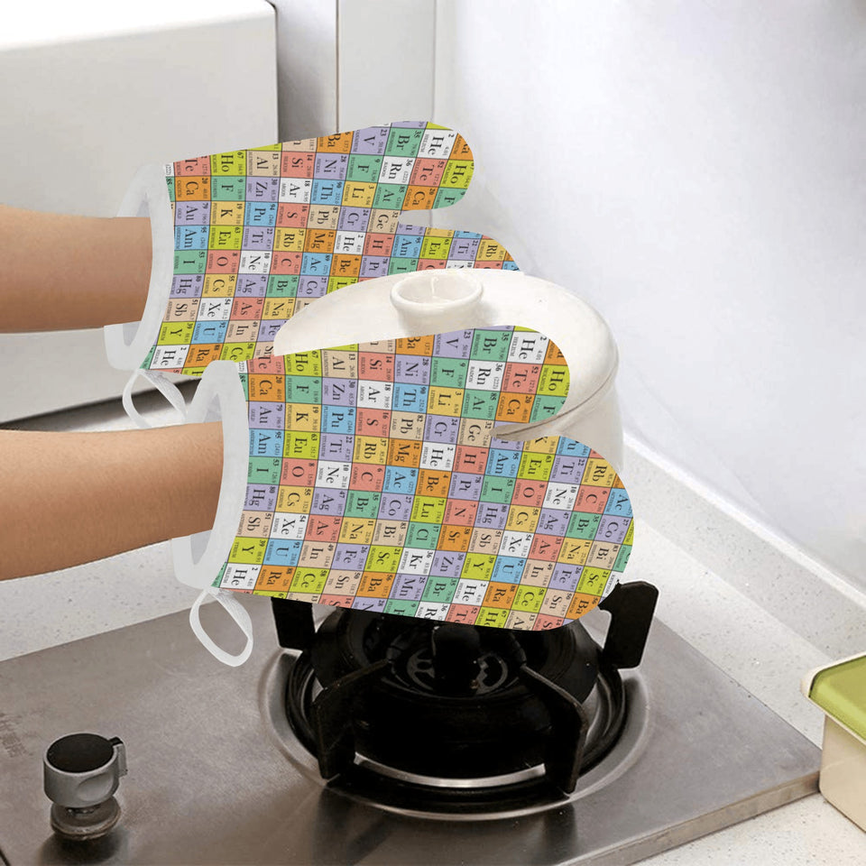 Chemistry Periodic Table Pattern Print Design 01 Heat Resistant Oven Mitts