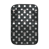Cute white rabbit polka dots black background Car Seat Back Organizer