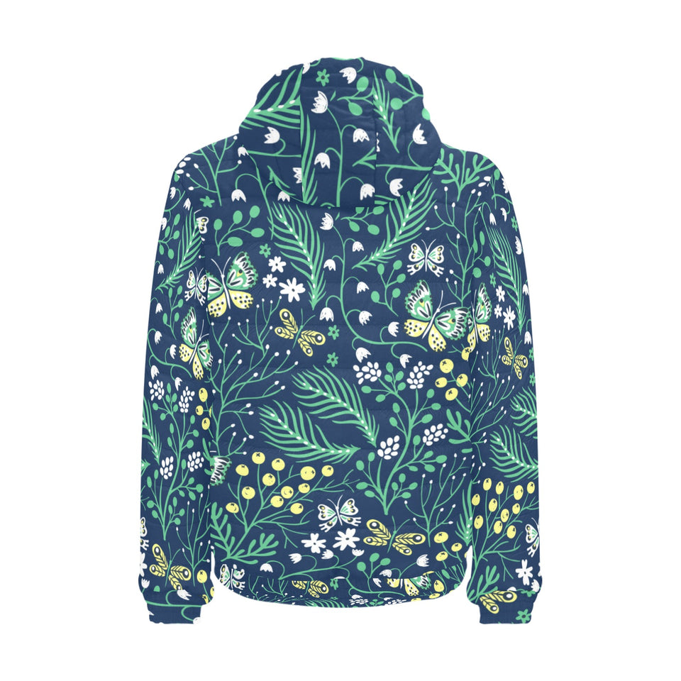 butterfly leaves pattern Men's Padded Hooded Jacket
