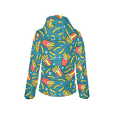 French fries red paper box pattern Women's Padded Hooded Jacket