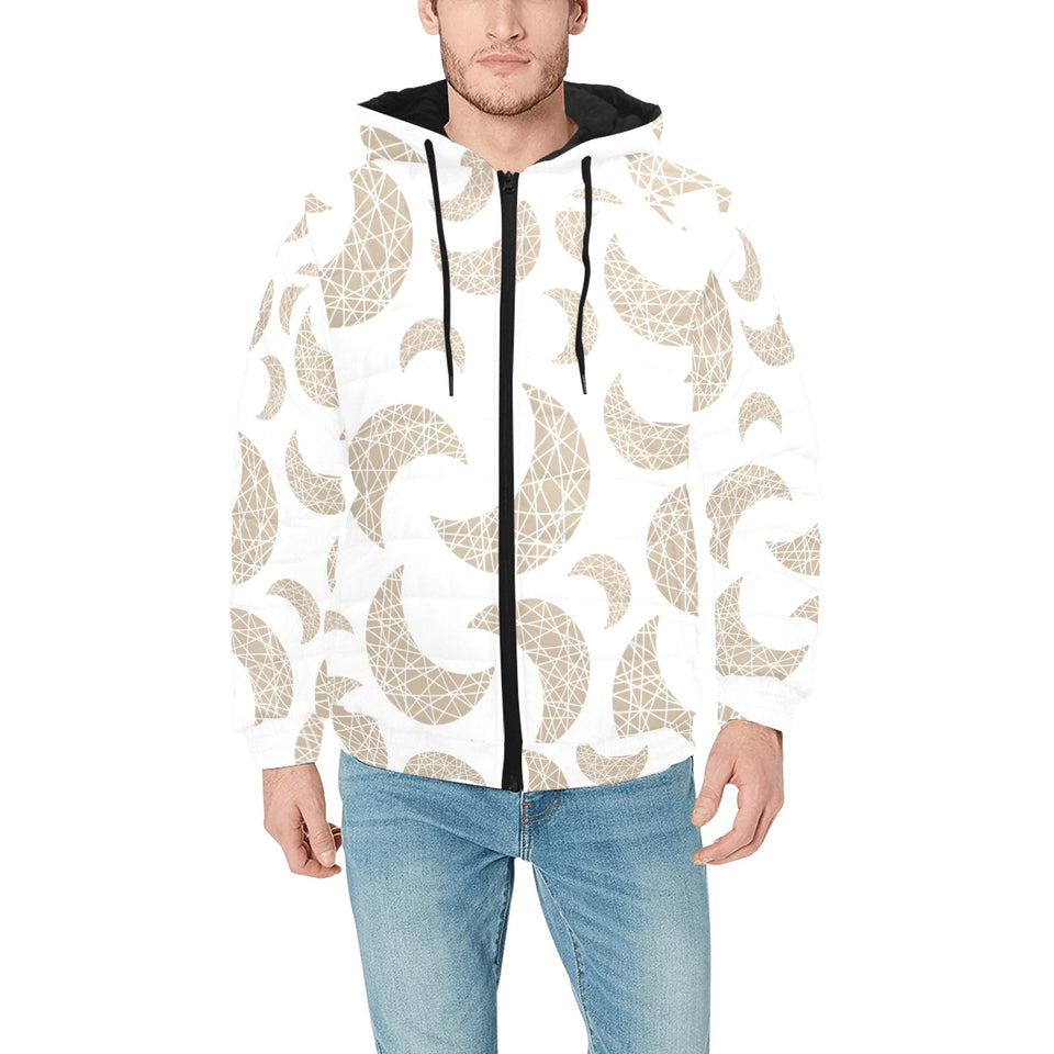 Cool gold moon abstract pattern Men's Padded Hooded Jacket