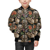Skull rose humming bird flower pattern Kids' Boys' Girls' Bomber Jacket