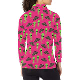 Alien Pattern Print Design 03 Women's Long Sleeve Polo Shirt