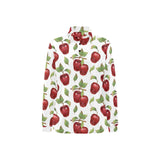 Red apples pattern Women's Long Sleeve Polo Shirt