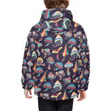 Colorful mushroom pattern Kids' Boys' Girls' Padded Hooded Jacket