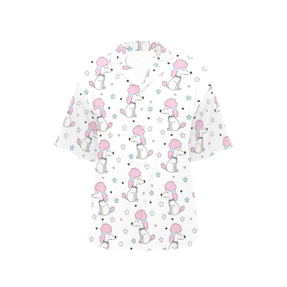 Cute poodle dog star pattern Women's All Over Print Hawaiian Shirt