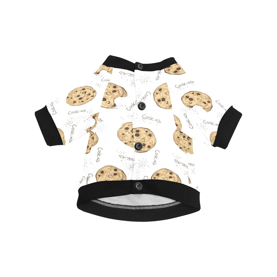 Sketch style cookie pattern All Over Print Pet Dog Round Neck Fuzzy Shirt