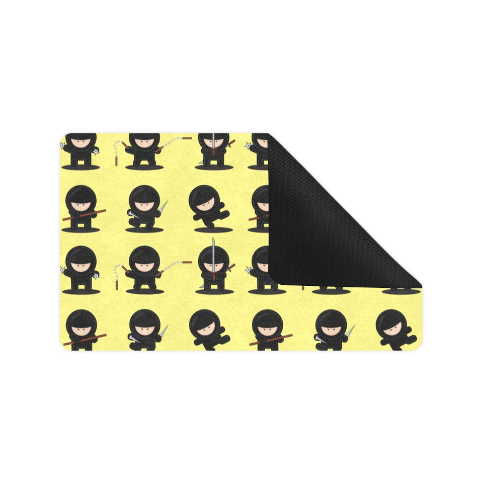 Cute ninja yellow background Doormat