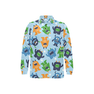 Alien Pattern Print Design 04 Men's Long Sleeve Polo Shirt