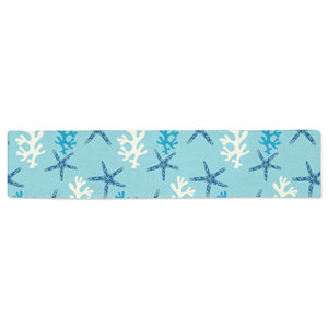 Blue starfish coral reef pattern Table Runner
