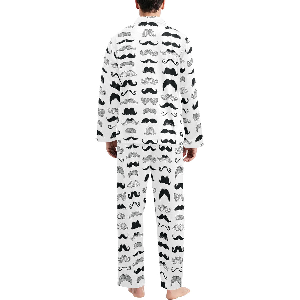 Mustache Beard Pattern Print Design 04 Men's Long Pajama Set