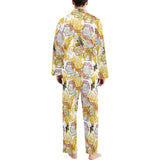 Cool Bee honeycomb leaves pattern Men's Long Pajama Set