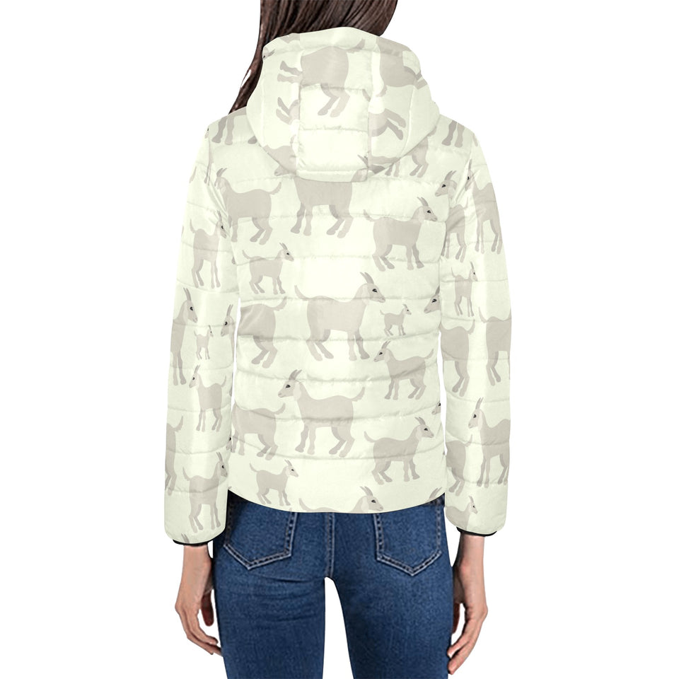 Little young goat pattern Women's Padded Hooded Jacket