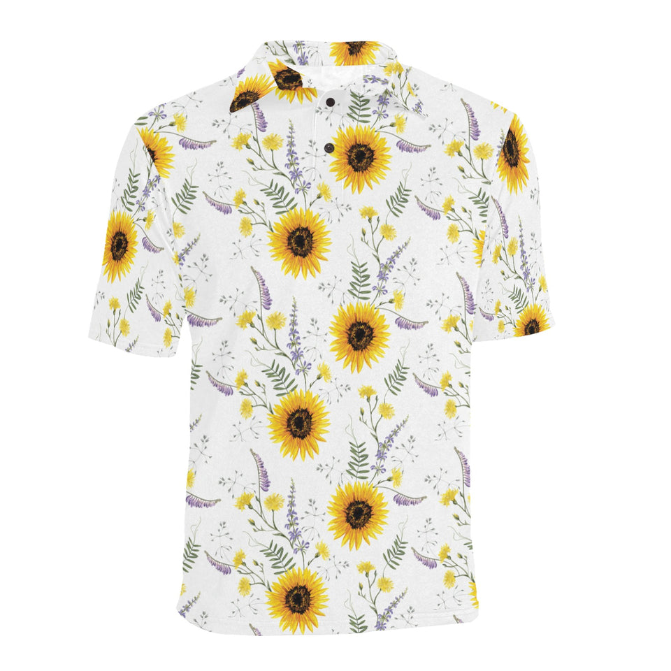 beautiful sunflowers pattern Men's All Over Print Polo Shirt