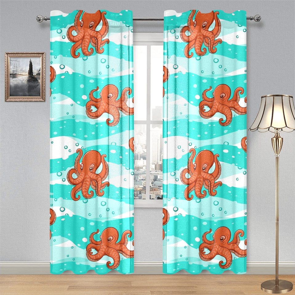 Octopuses sea wave background Gauze Curtain