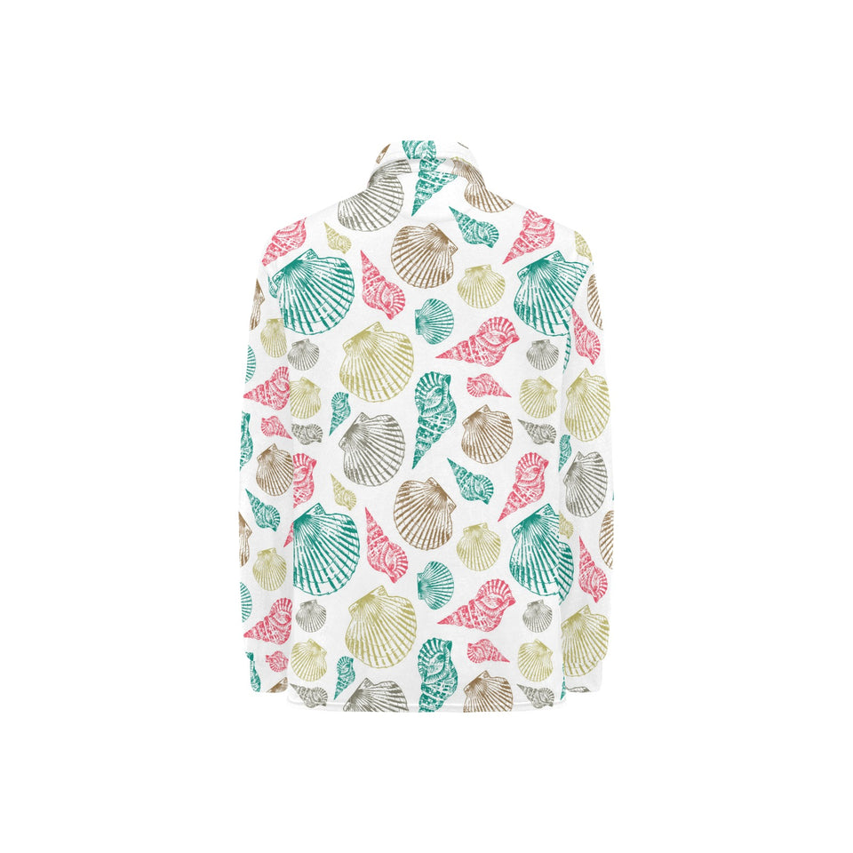 Colorful shell pattern Women's Long Sleeve Polo Shirt