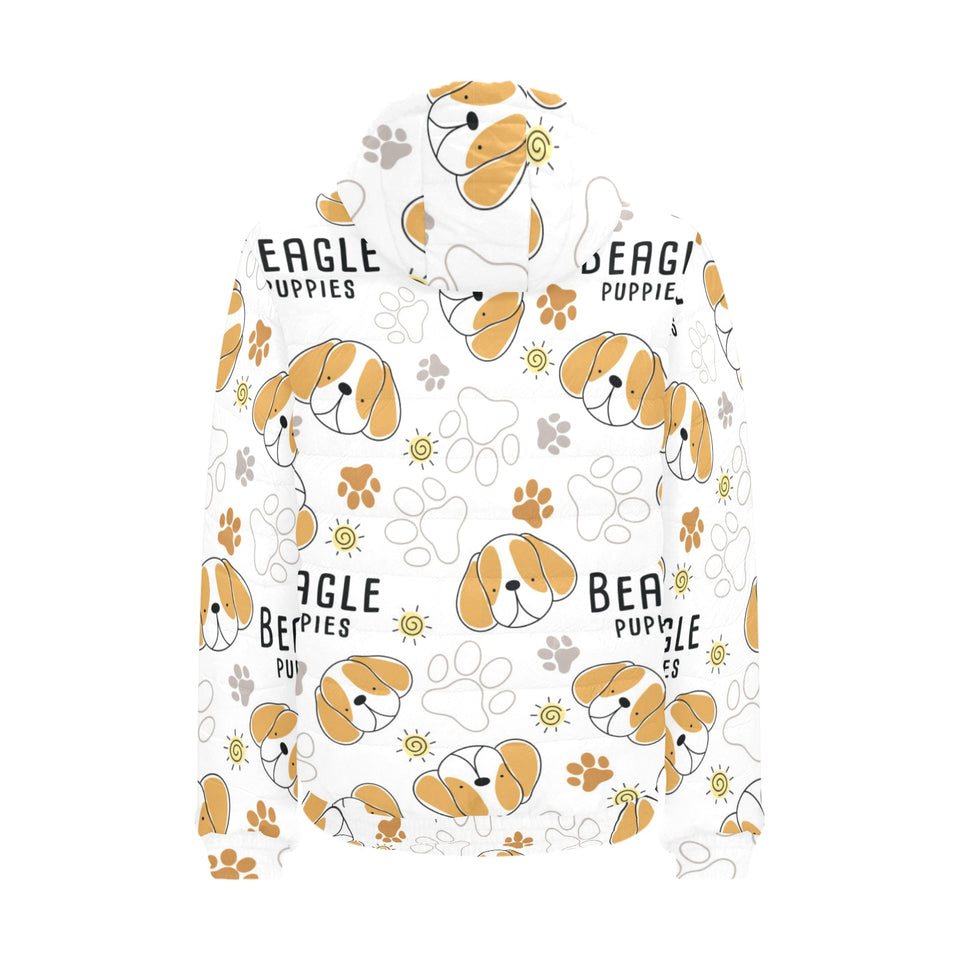 Cute beagle dog pattern background Men's Padded Hooded Jacket