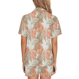 Cocoa beans Cocoa tree pattern Women's V-Neck Short Pajama Set