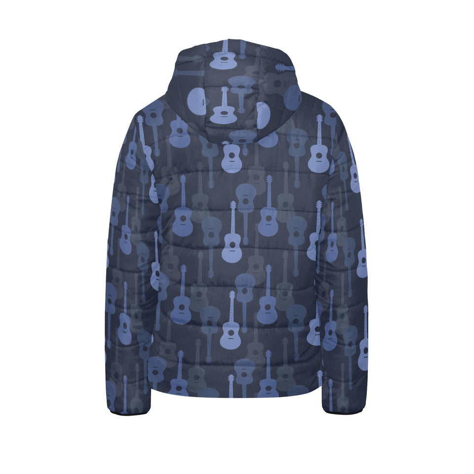 Blue Theme guitar pattern Kids' Boys' Girls' Padded Hooded Jacket