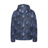 Blue Theme guitar pattern Kids' Boys' Girls' Padded Hooded Jacket