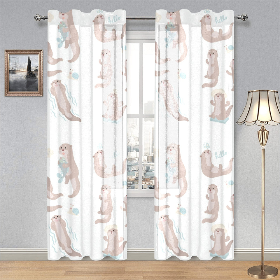 Cute sea otters pattern Gauze Curtain