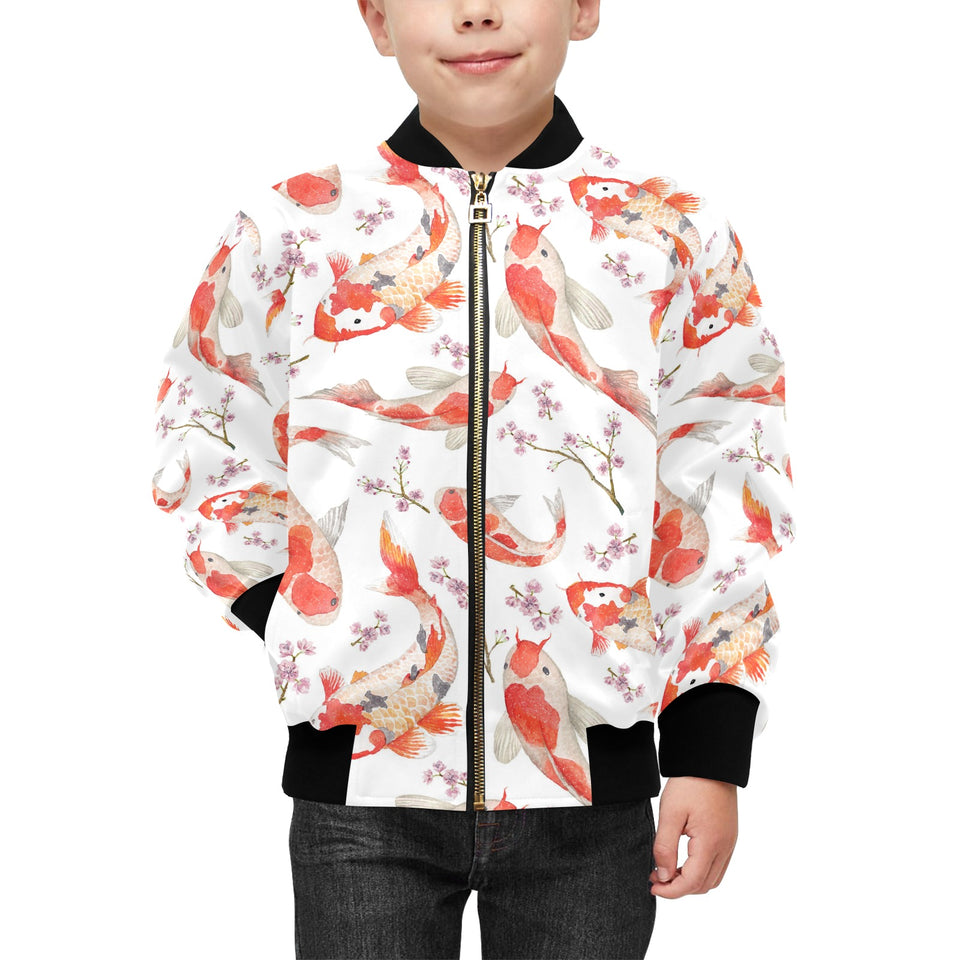 Watercolor Koi Fish Carp Fish pattern Kids' Boys' Girls' Bomber Jacket