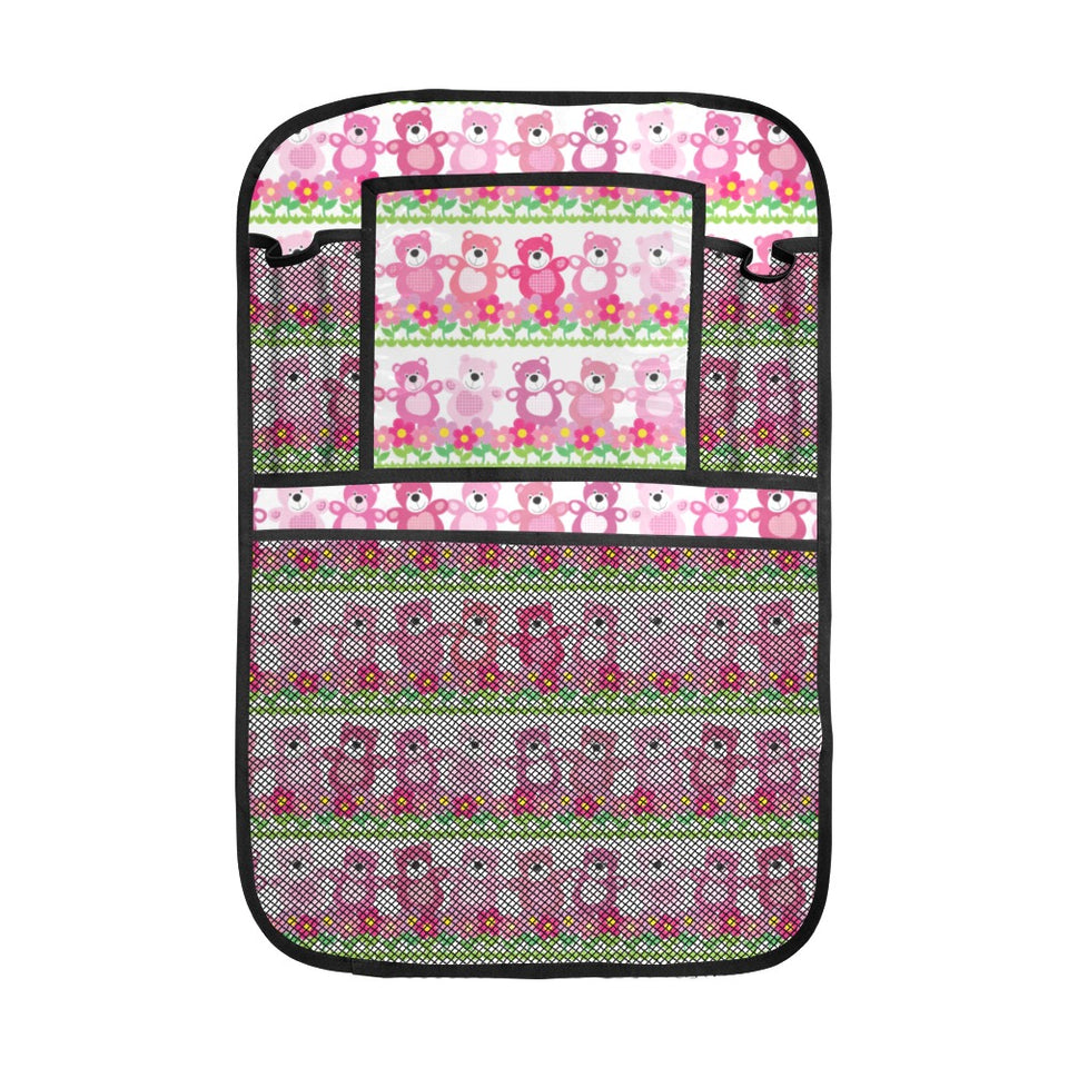 Teddy Bear Pattern Print Design 04 Car Seat Back Organizer
