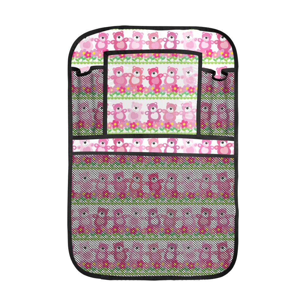 Teddy Bear Pattern Print Design 04 Car Seat Back Organizer