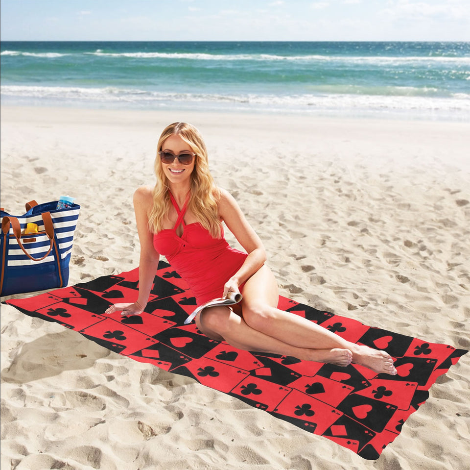 Casino Cards Suits Pattern Print Design 02 Beach Towel
