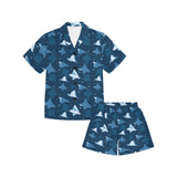 Stingray Pattern Print Design 04 Kids' Boys' Girls' V-Neck Short Pajama Set