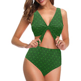 Casino Cards Suits Pattern Print Design 04 Chest Bowknot High Waisted Bikini Swimsuit
