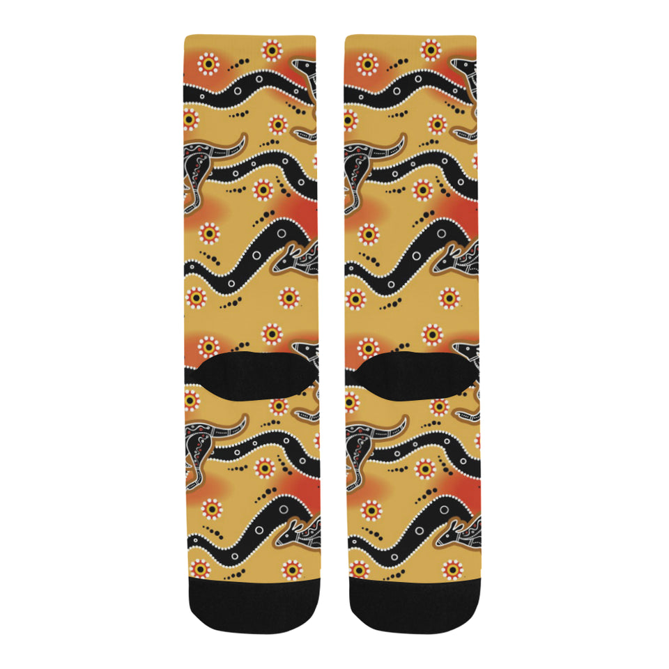 Kangaroo Australian aboriginal art pattern Crew Socks