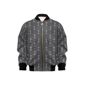 Engine Piston Black Background Pattern Design 02 Kids' Boys' Girls' Bomber Jacket