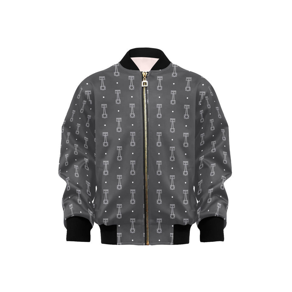Engine Piston Black Background Pattern Design 02 Kids' Boys' Girls' Bomber Jacket